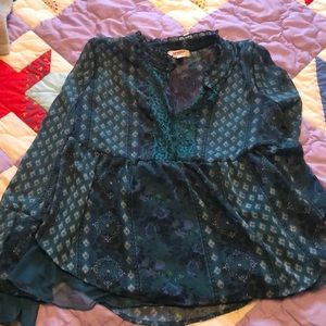 Teal sheer blouse